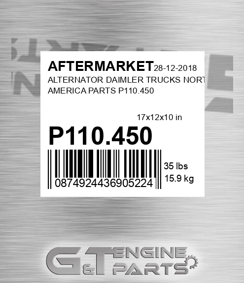 P110.450 Alternator Daimler Trucks North America Parts P110.450 for AFTERMARKET