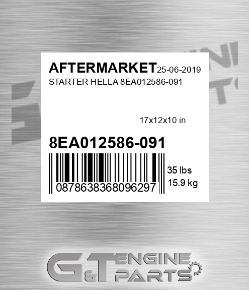 8EA012586-091 Starter Hella 8ea012586-091 for AFTERMARKET