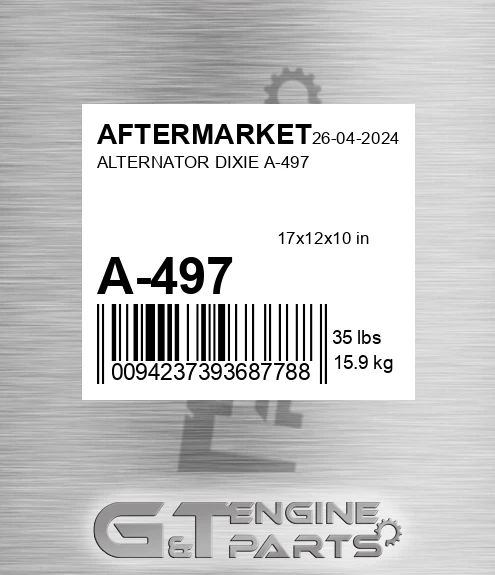 A-497 Alternator Dixie A-497 for AFTERMARKET