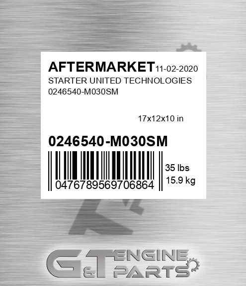 0246540-M030SM Starter United Technologies 0246540-m030sm for AFTERMARKET