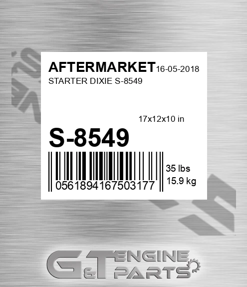 S-8549 Starter Dixie S-8549 for AFTERMARKET