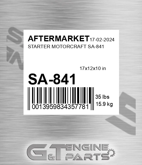 SA-841 Starter Motorcraft Sa-841 for AFTERMARKET