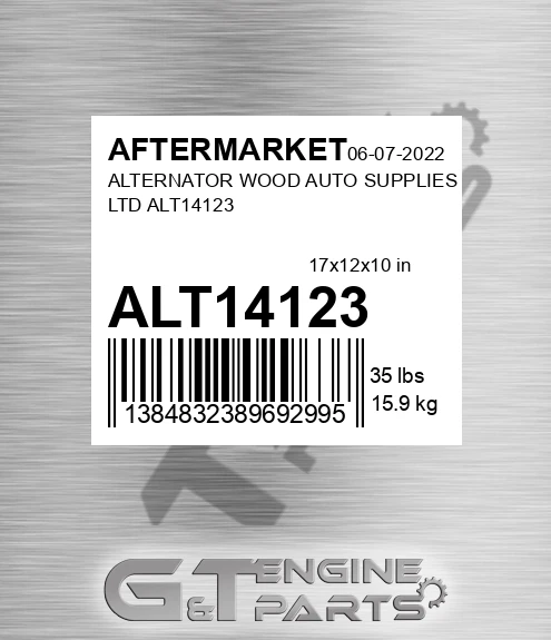 ALT14123 Alternator Wood Auto Supplies Ltd for AFTERMARKET