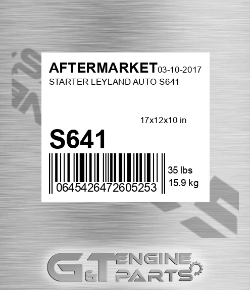 S641 Starter Leyland Auto for AFTERMARKET