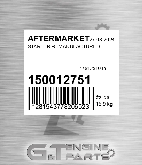 1500127-51 Starter Remanufactured for AFTERMARKET