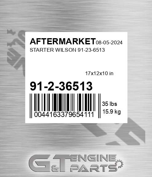 91-2-36513 Starter Wilson for AFTERMARKET