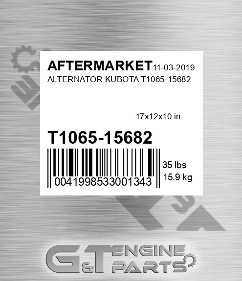T1065-15682 Alternator Kubota T1065-15682 for AFTERMARKET