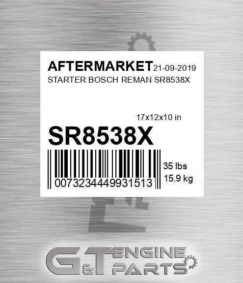SR8538X Starter Bosch Reman for AFTERMARKET
