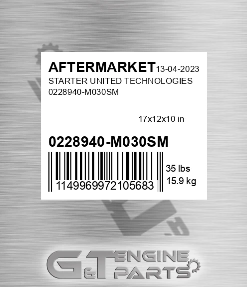 0228940-M030SM Starter United Technologies 0228940-m030sm for AFTERMARKET
