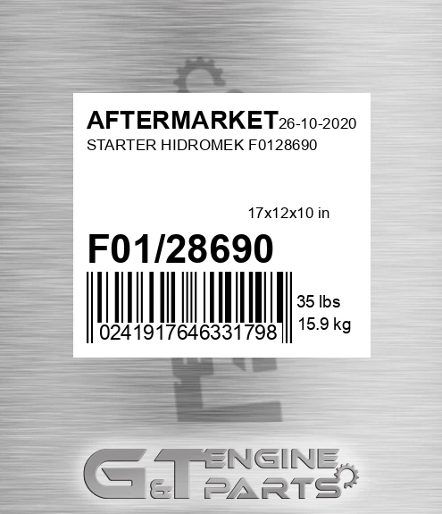 F01/28690 Starter Hidromek for AFTERMARKET