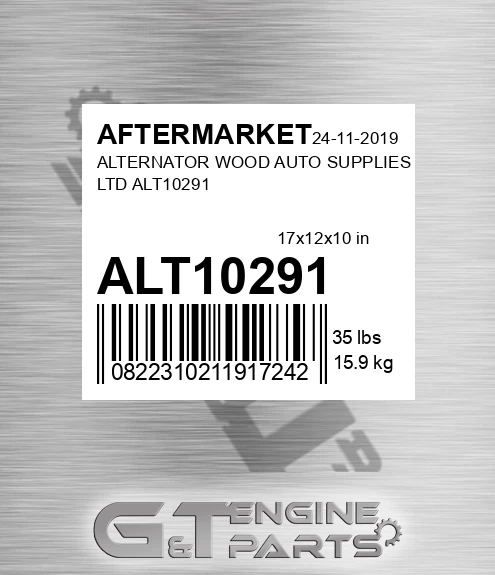 ALT10291 Alternator Wood Auto Supplies Ltd for AFTERMARKET