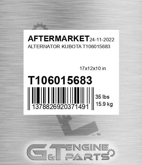 T106015683 Alternator Kubota T106015683