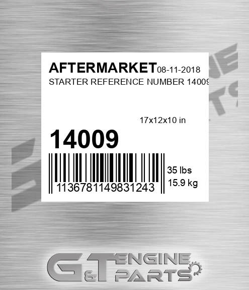 14009 Starter Reference Number for AFTERMARKET