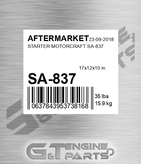 SA-837 Starter Motorcraft Sa-837 for AFTERMARKET