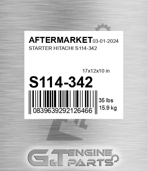 S114-342 Starter Hitachi S114-342 for AFTERMARKET