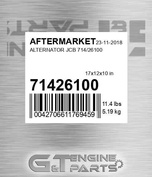 71426100 Alternator Jcb