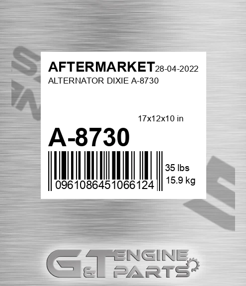 A-8730 Alternator Dixie A-8730 for AFTERMARKET