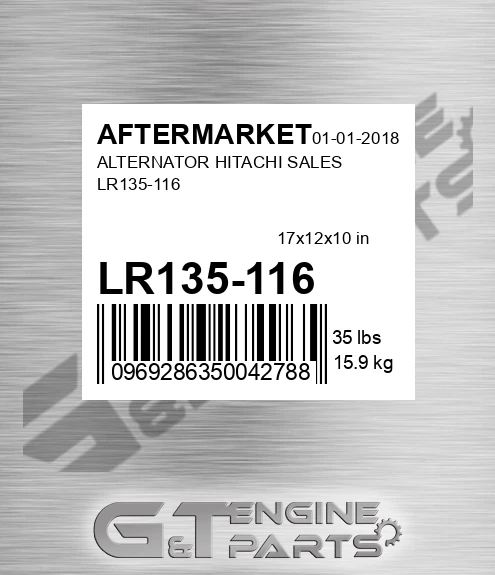 LR135-116 Alternator Hitachi Sales Lr135-116 for AFTERMARKET