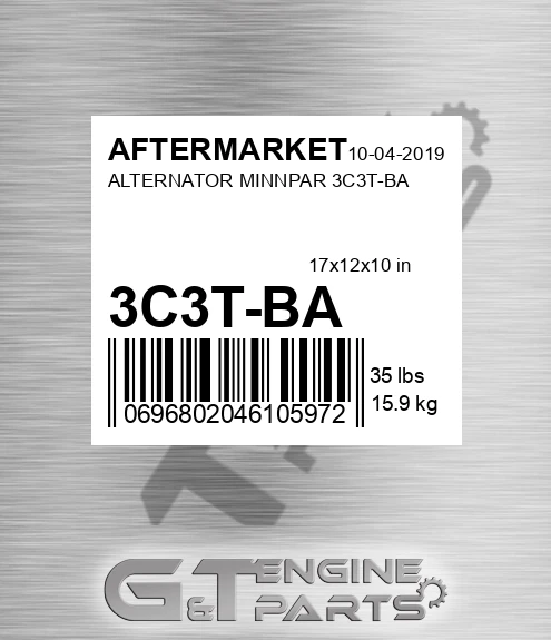 3C3T-BA Alternator Minnpar 3c3t-ba for AFTERMARKET