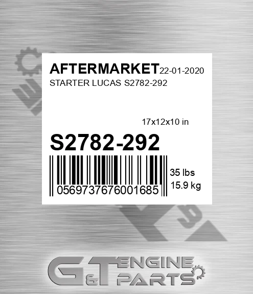 S2782-292 Starter Lucas S2782-292 for AFTERMARKET