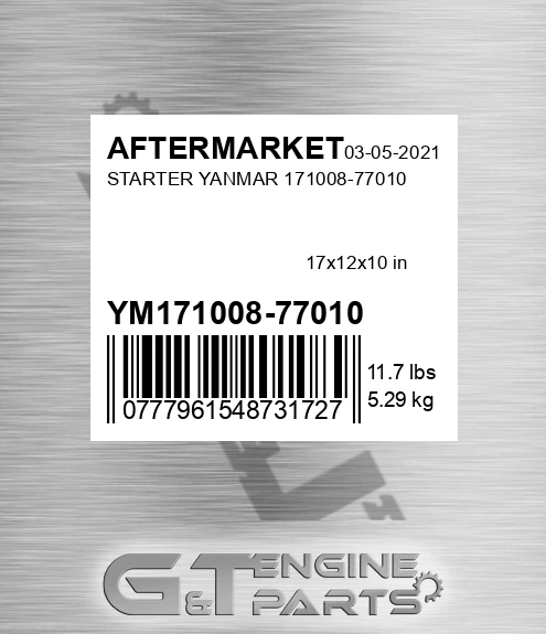 YM171008-77010 Starter Yanmar 171008-77010
