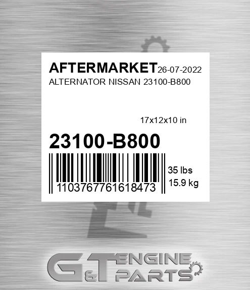 23100-B800 Alternator Nissan 23100-b800 for AFTERMARKET