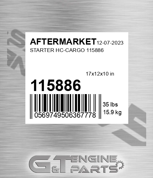 115886 Starter Hc-cargo
