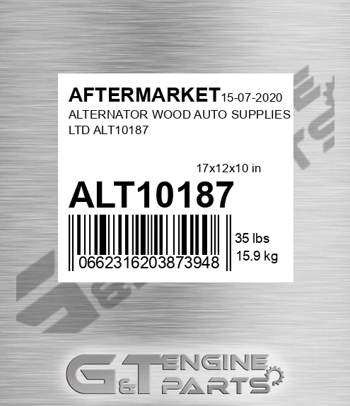 ALT10187 Alternator Wood Auto Supplies Ltd for AFTERMARKET