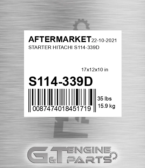 S114-339D Starter Hitachi S114-339d for AFTERMARKET