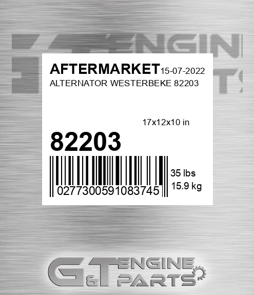 82203 Alternator Westerbeke for AFTERMARKET