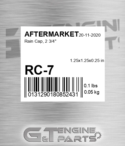 RC-7 Rain Cap, 2 3/4" for AFTERMARKET