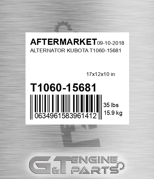T1060-15681 Alternator Kubota T1060-15681