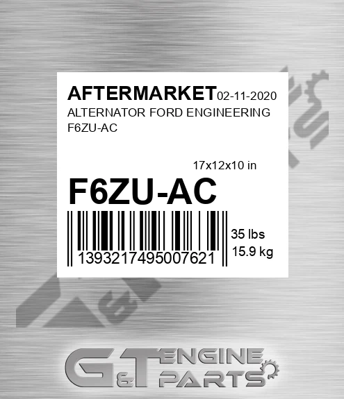 F6ZU-AC Alternator Ford Engineering F6zu-ac for AFTERMARKET