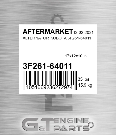 3F261-64011 Alternator Kubota 3f261-64011