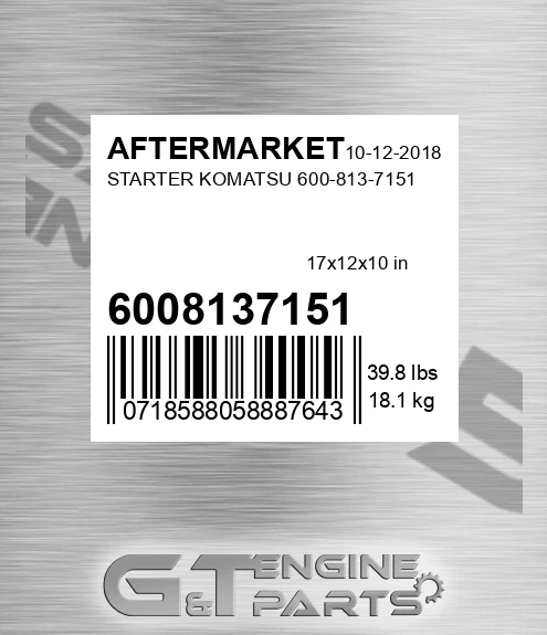 6008137151 Starter Komatsu for AFTERMARKET