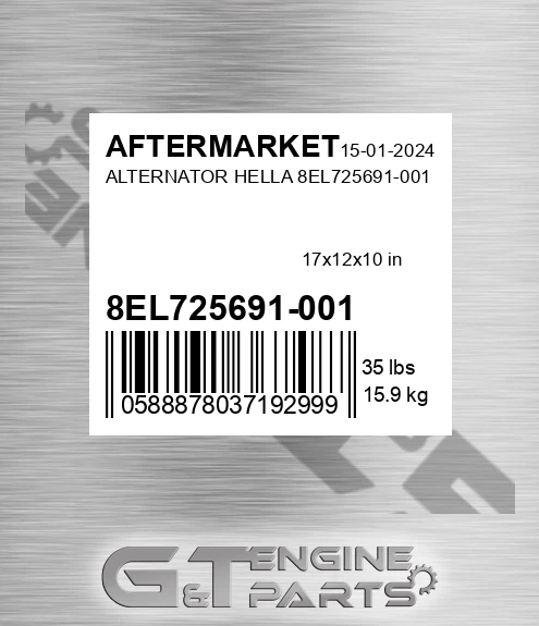 8EL725691-001 Alternator Hella 8el725691-001 for AFTERMARKET