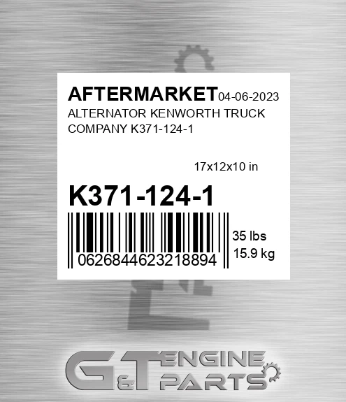 K371-124-1 Alternator Kenworth Truck Company K371-124-1 for AFTERMARKET