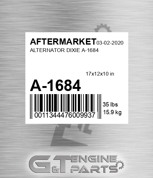 A-1684 Alternator Dixie A-1684 for AFTERMARKET