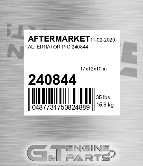 240844 Alternator Pic 240844 for AFTERMARKET