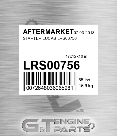 LRS00756 Starter Lucas for AFTERMARKET