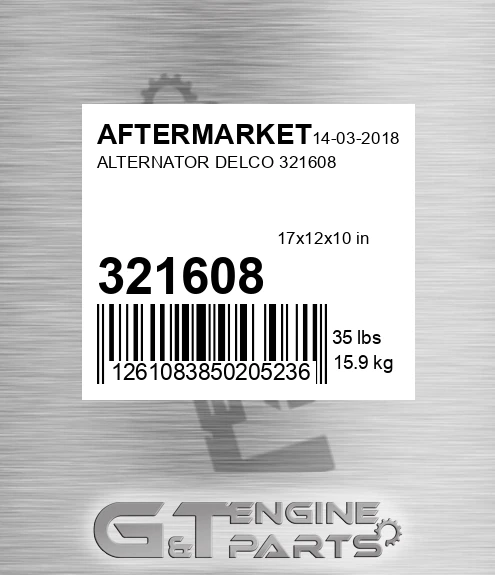 321608 Alternator Delco 321608 for AFTERMARKET