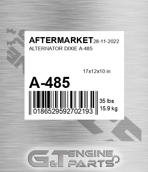 A-485 Alternator Dixie A-485 for AFTERMARKET