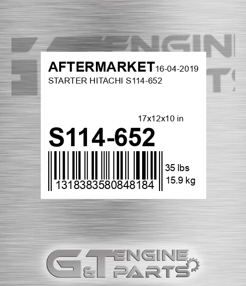 S114-652 Starter Hitachi S114-652 for AFTERMARKET