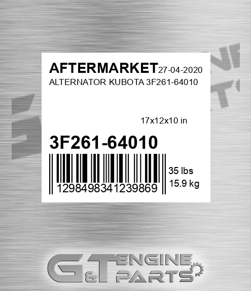 3F261-64010 Alternator Kubota 3f261-64010