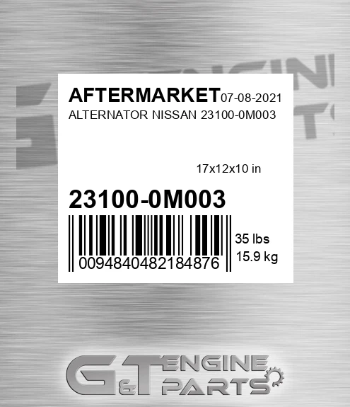 23100-0M003 Alternator Nissan 23100-0m003 for AFTERMARKET