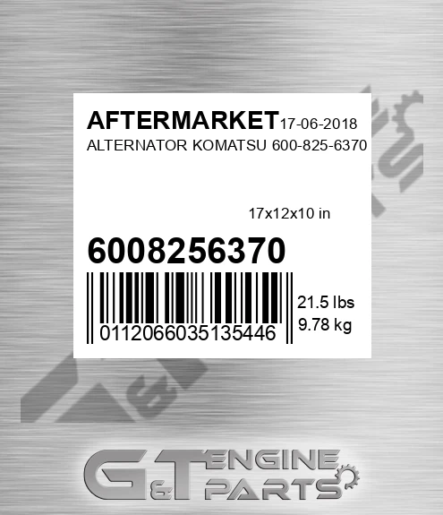 6008256370 Alternator Komatsu for AFTERMARKET