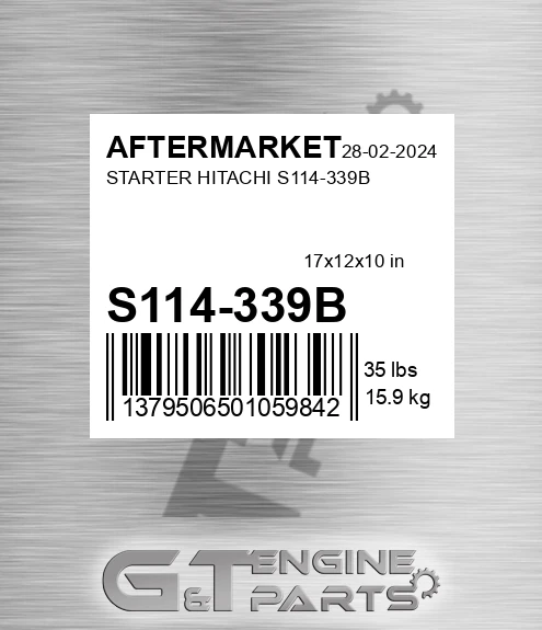 S114-339B Starter Hitachi S114-339b for AFTERMARKET