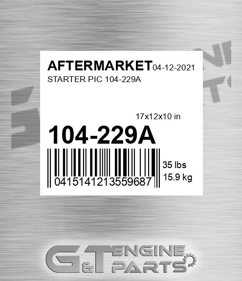 104-229A Starter Pic 104-229a for AFTERMARKET