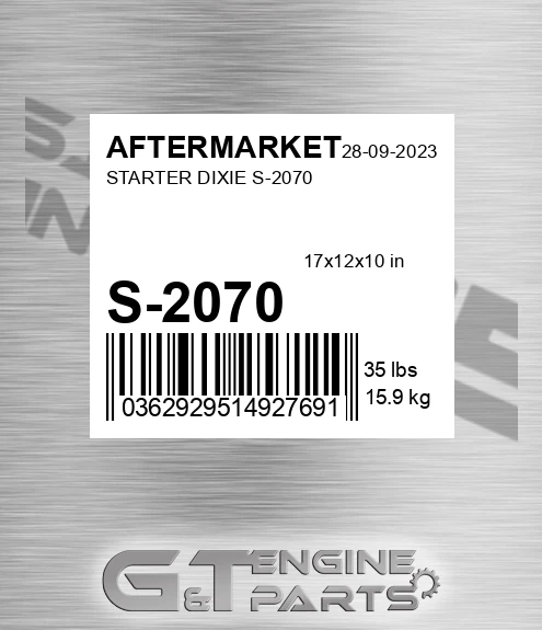 S-2070 Starter Dixie S-2070 for AFTERMARKET