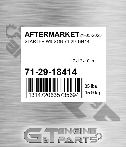 71-29-18414 Starter Wilson 71-29-18414 for AFTERMARKET